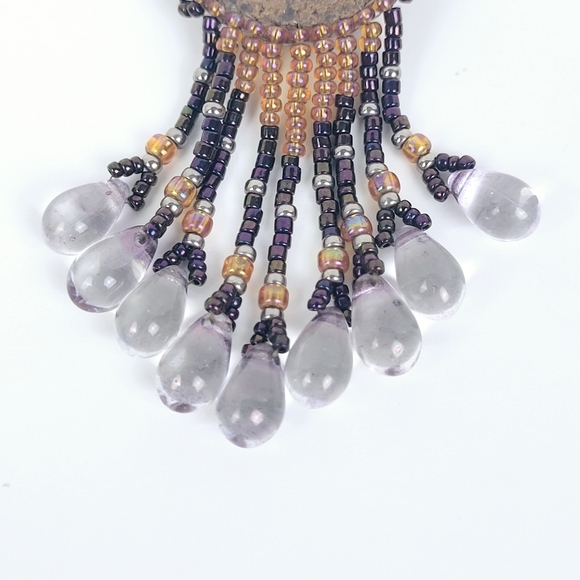 Vtg Dragonfly Earrings~Dangle Beaded~Teardrop~Leather Back~Handmade~Southwestern - Picture 11 of 14